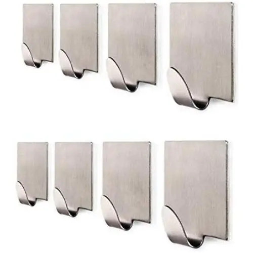 Vivian 3M Self Adhesive Bathroom Towel Hook Stainless Steel Wall Hooks Clothes Hangers Holder 8PCS Vivian 3M Self Adhesive Bathroom Towel Hook Stainless Steel Wall Hooks Clothes Hangers Holder 8PCS