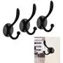 Hooks for Hanging Coats Wall Hooks Single Hook Decorative Wall Mounted Hooks Coat Hat Bag Towel Hooks Bathroom Living Room Bedroom Door Wall Hangers Free Punching 3 Packs (Black) New European Trend