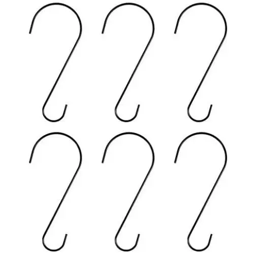 Black Stainless Steel S Hooks, Metal Plant Hangers (12 Inches, 6 Pack) Black Stainless Steel S Hooks, Metal Plant Hangers (12 Inches, 6 Pack)