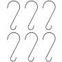 Black Stainless Steel S Hooks, Metal Plant Hangers (12 Inches, 6 Pack)