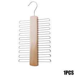 Tenflyer Wood Tie Hangers Multifunctional Anti-Slip Clothes Hanger for Ties Belts Scarf