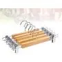 Cabilock Clothes Hanger 5pcs Burlywood Clothing Hanger with Trouser Clamp Domestic Coat Hanger with Stainless Steel Clip