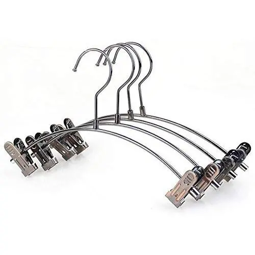 Iddefee Clothes Hanger Pack of 20 Metal Childrens Pants Hangers with Clips Jeans Skirt Underwear Hanger Clip Hanger Multifunctional Hanger Pants Hangers (Color : Metallic, Size : 2616CM)
