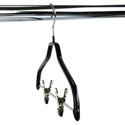 MAWA by Reston Lloyd Silhouette Model 40/FK Metal Clothing Hanger, Non-Slip Coating with Pant Clips, Black, Pack of 80,