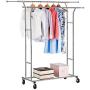 LANGRIA Double Rail Garment Racks Clothes Racks Commercial Grade Height Adjustable Heavy Duty Clothing Racks for Boutiques