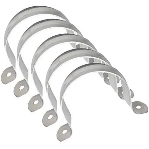2.5inch(inner width 75mm) /3inch (inner width 100mm) Two Hole Stainless Steel U-Tube Clamp Connecting Ring Hose Clamp-Bracket Stainless Steel Tube Strap Tension Clip-Heavy Duty Rigid Pipe Strap Clamp 5Pcs(73mm)