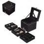 Rich U Black Lint Jewelry Storage Boxes Organizer Case with Lock Mirror for Rings Earrings Necklace Rich U Black Lint Jewelry Storage Boxes Organizer Case with Lock Mirror for Rings Earrings Necklace