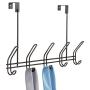 Over The Door Hanger - Black 10 Hook Rack Heavy Duty Stainless Steel for Coat, Hat, Robe, Towel, Bedroom, Closet, and Bathroom, 3.75" x 18.75" x 11" Door Hook