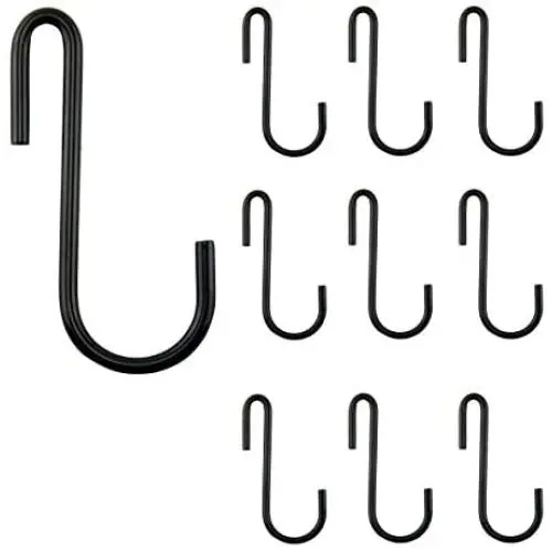 WALLNITURE Multipurpose S Shape Utility Hooks Stainless Steel Black 3.5 Inches Set of 10 WALLNITURE Multipurpose S Shape Utility Hooks Stainless Steel Black 3.5 Inches Set of 10