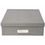 Bigso Oskar Fiberboard Label Frame Document Letter Box, 3.3 x 10.2 x 13.8 in, Grey