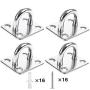 Heavy Duty Pad Eye Plate Staple Ring Hook Loop U-Shaped Sail Shade Hardware - Wall Ceiling Hammock Hooks Hanger for Swing Suspension - Stainless Steel 