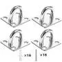Heavy Duty Pad Eye Plate Staple Ring Hook Loop U-Shaped Sail Shade Hardware - Wall Ceiling Hammock Hooks Hanger for Swing Suspension - Stainless Steel 