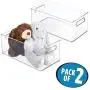 mDesign Plastic Toy Boxes Storage Organizer Bin with Handles for Kids Closets, Cabinets, Shelves - Hold Action Figures, Crayons, Markers, Building Blocks, Puzzles - 14.5&quot Long, 2 Pack - Clear