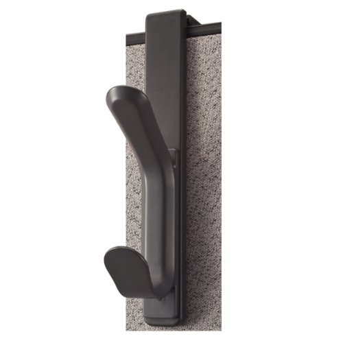 Officemate Double Coat Hooks for Cubicle Panels, Adjustable 1.25 - 3.5 Inch, Charcoal (22005)