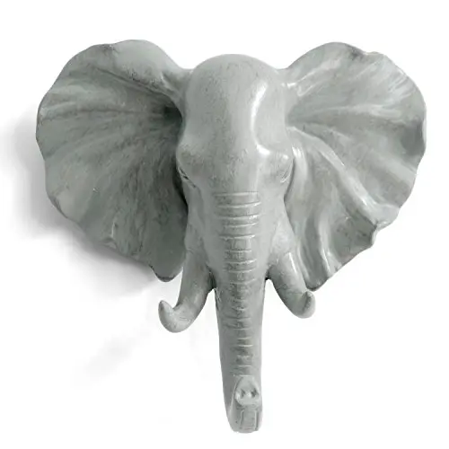 HERNGEE Elephant Head Single Wall Hook/Hanger Animal shaped Coat Hat Hook Heavy Duty, Rustic, Decorative Gift, Grey HERNGEE Elephant Head Single Wall Hook/Hanger Animal shaped Coat Hat Hook Heavy Duty, Rustic, Decorative Gift, Grey