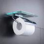 Hiendure Toilet Paper Holder with Shelf, Brass Lavatory Tissue Holder with Mobile Phone Storage Rack and Lid,Chrome