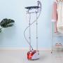 HOMCOM Fabric Garment Steamer for Clothes, Hanging Full Size, 2 Liter, 1350W, 11 Level Steam Adjustment - Red