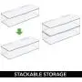 mDesign Wide Plastic Stackable Home, Office Supplies Storage Organizer Boxes with Attached Hinged Lid - Holder Bin for Note Pads, Gel Pens, Staples, Dry Erase Markers, Tape - 3" High, 8 Pack - Clear mDesign Wide Plastic Stackable Home, Office Supplies Storage Organizer Boxes with Attached Hinged Lid - Holder Bin for Note Pads, Gel Pens, Staples, Dry Erase Markers, Tape - 3" High, 8 Pack - Clear