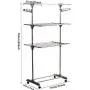 3 Tier Clothes Drying Rack Folding Laundry Dryer Hanger - Portable Rolling Drying Rack Adjustable Laundry Rack with Foldable Wings Shape Indoor/Outdoor Standing Airfoil-style Rack Hanging Rods - Gray 3 Tier Clothes Drying Rack Folding Laundry Dryer Hanger - Portable Rolling Drying Rack Adjustable Laundry Rack with Foldable Wings Shape Indoor/Outdoor Standing Airfoil-style Rack Hanging Rods - Gray
