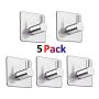 LOOGI Adhesive Hooks 3M Towel Hooks Wall Door Hanger Heavy Duty Stainless Steel for Bathroom Kitchen Home - 5 Packs