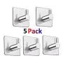 LOOGI Adhesive Hooks 3M Towel Hooks Wall Door Hanger Heavy Duty Stainless Steel for Bathroom Kitchen Home - 5 Packs