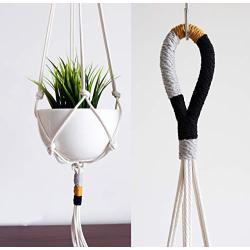 Macrame Plant Hanger, Cotton Rope Hanging Plant Holder, Color Block Hanging Planter