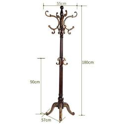 European Style Solid Wood Coat Racks Indoor Landing Bedroom Hangers Modern Assembly Home Clothes Hanger 180cm ( Color : Brown )