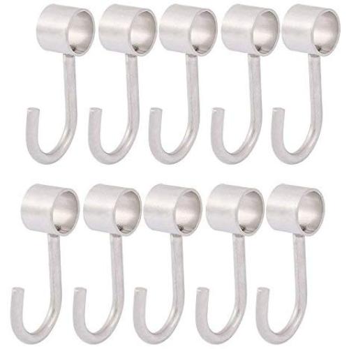 Rannb 10Pcs Stainless Steel Wardrobe Bathroom Clothes Coat Towel Hook Hanger for 16mm/0.62 inch Dia Rod Tube