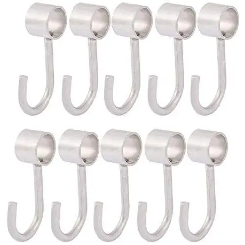 Rannb 10Pcs Stainless Steel Wardrobe Bathroom Clothes Coat Towel Hook Hanger for 16mm/0.62 inch Dia Rod Tube