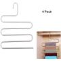 Hofumix Pants Hangers Stainless Steel Clothes Hangers S Shape Trousers Hangers Space Saver Hangers for Clothes, Scarves（4 Pack）