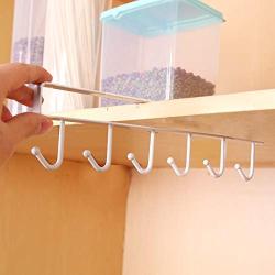 Holder Kitchen - Kitchen Storage Rack Cupboard Hanging Coffee Cup Organizer Closet Clothes Shelf Hanger Wardrobe Glass Mug Holder with 6 Hooks