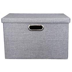 OZEL Mall 1 Collapsible Fabric Containers, Cloth Baskets, Shelf Storage Bin, Closet Organizer Box, with Lid and Handle, 15.5&quotx10.8&quotx9.8", Light Grey (1