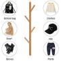 LOHO Natural Wood Coat Rack Wall Mounted 4 Hooks Hat Clothes Scarves Rack Door Entryway Hanger Hall Tree (Wood, Beech)