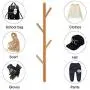 LOHO Natural Wood Coat Rack Wall Mounted 4 Hooks Hat Clothes Scarves Rack Door Entryway Hanger Hall Tree (Wood, Beech)