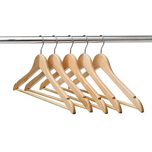 Ezihom Gugertree Solid Wooden Suit Hangers, Coat Hangers, Wood Clothes Hanger, Natural Finished, 10 Pack