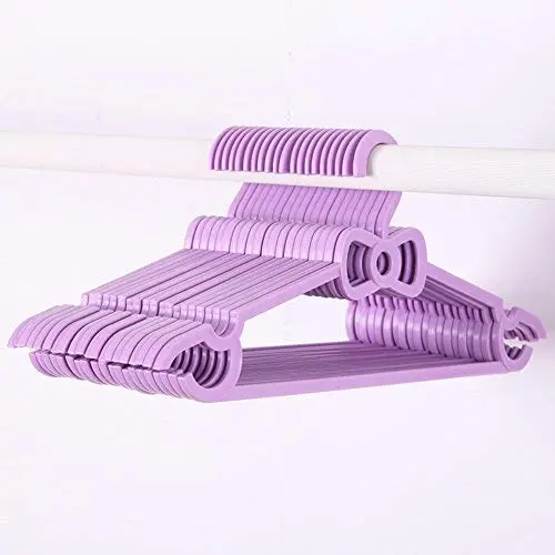 Grey990 10 Pcs Anti-Skid Plastic Clothes Hangers Cute Bow Decor Hanging Drying Racks Purple