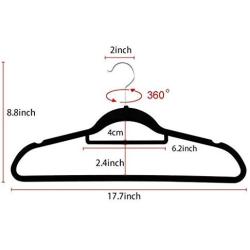 Yuqianjin Premium Velvet Suit Hangers (Pack of 20) Heavyduty- Non Slip Suit Hangers - Chrome Hooks,Space Saving Clothes Hangers,Rounded Hangers for Coat,Sweater,Jackets,Pants,Shirts (Color : Gray)