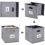 homyfort Cube Storage Bins,Foldable Cloth Boxes Baskets Organizer for Closet,Home,Office, Bedroom with Plastic Handles Set of 6 Grey Large 12x12x12