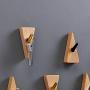 Garneck Wood Wall Hook Adhesive Triangle Door Back Hook Modern Wall Clothes Hanger for Living Room Entrance Key Holder 2 PCS