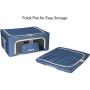 Zaki Boxes Closet Organizer Storage Boxes | Breathable & Anti-Mold Cloth Container | for Clothes, Blankets, Linen, Sweater, Duvet, Under Bed, Home Organization, Clothing & Towel Storage (Blue/Tan, Large)