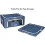 Zaki Boxes Closet Organizer Storage Boxes | Breathable & Anti-Mold Cloth Container | for Clothes, Blankets, Linen, Sweater, Duvet, Under Bed, Home Organization, Clothing & Towel Storage (Blue/Tan, Large)