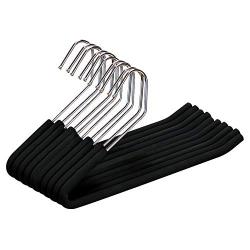 Spring Fever Open End Trouser Hangers, Slack Pant Hanger with Non-Slip Foam Coated (Black, 10 Pack)