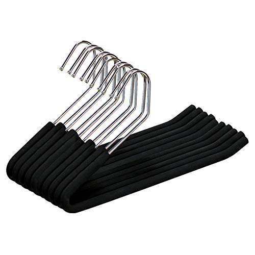 Spring Fever Open End Trouser Hangers, Slack Pant Hanger with Non-Slip Foam Coated (Black, 10 Pack)