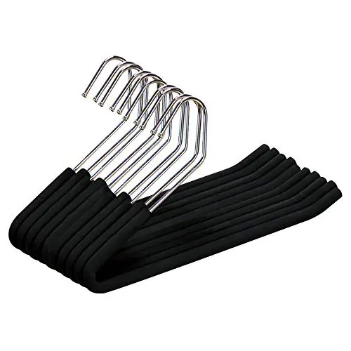Spring Fever Open End Trouser Hangers, Slack Pant Hanger with Non-Slip Foam Coated (Black, 10 Pack)
