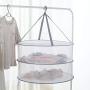 Drying Rack Net 2 Layers Collapsible Mesh Basket Dryer Net White Mesh Clothes Hanging Dryer Rack with Zipper Opening for Lingerie Underwears Woollen Sweater Garments Plush Hanger Rack-Round Zipper