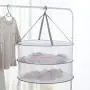 Drying Rack Net 2 Layers Collapsible Mesh Basket Dryer Net White Mesh Clothes Hanging Dryer Rack with Zipper Opening for Lingerie Underwears Woollen Sweater Garments Plush Hanger Rack-Round Zipper
