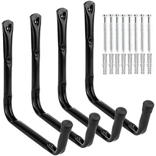 Heavy Duty Giant Garage Storage Hook Wall Mounted Utility Hanging Rack for Surfboard,Ladder,Kayak (4 Pcs Black 10" J Hook) Heavy Duty Giant Garage Storage Hook Wall Mounted Utility Hanging Rack for Surfboard,Ladder,Kayak (4 Pcs Black 10" J Hook)