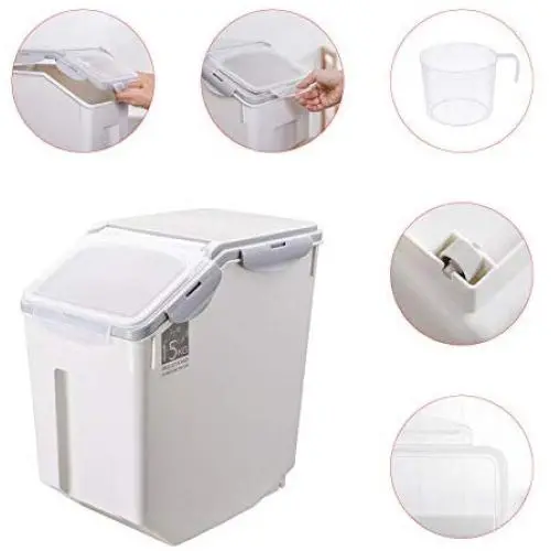 FOONEE Rice Storage Container 15kg, Big Containers with Lids for Storage Rice, Sealed Moisture-Proof Storage Box, Rice Bucket Bulk Storage Air-Tight Large, Grain Storage Containers Large