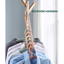 Space-Saving Hangers 5PCS Magic Clothes Hanger Organizer Rotate Anti-Skid Folding Hanger Multifunction Space Saving and Cascading Features for Drying and Storage to Family Green