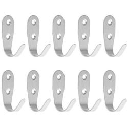uxcell 10pcs Wall Hooks Stainless Steel Wall Mounted DIY Coats Prong Robe Hooks Clothes Hanger Holder with Screws